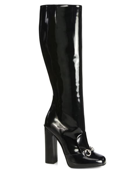 gucci women's black leather boots vintage for sale|thigh high Gucci boots.